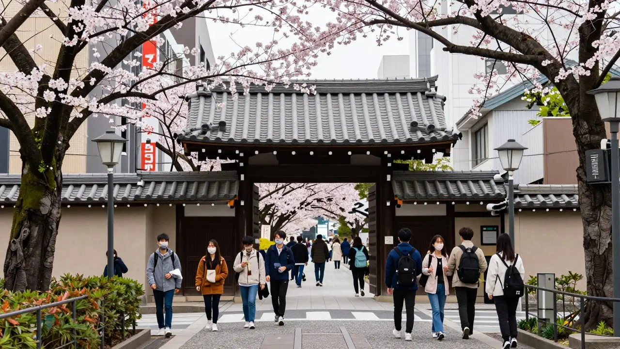 Bản đồ Nhật Bản đánh dấu Tokyo, Osaka, Nagoya và Fukuoka cho du học sinh