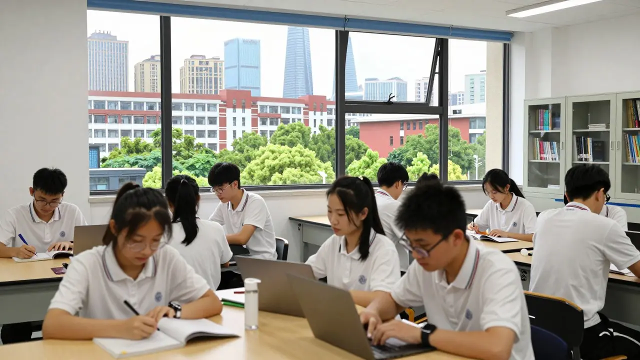 Sinh viên quốc tế làm mô hình kiến trúc tỷ lệ nhỏ trong xưởng thiết kế của trường đại học Trung Quốc