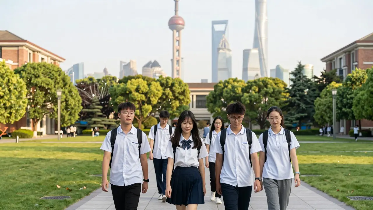 Sinh viên quốc tế đi bộ trong khuôn viên một trường đại học Trung Quốc